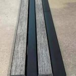 Akustisk lambiri træ vægpanel - grå/sort